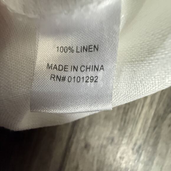 Anthony’s Resort Wear White Linen Blouse XL Button Front 3/4 Sleeve Beach Top - Picture 4 of 6